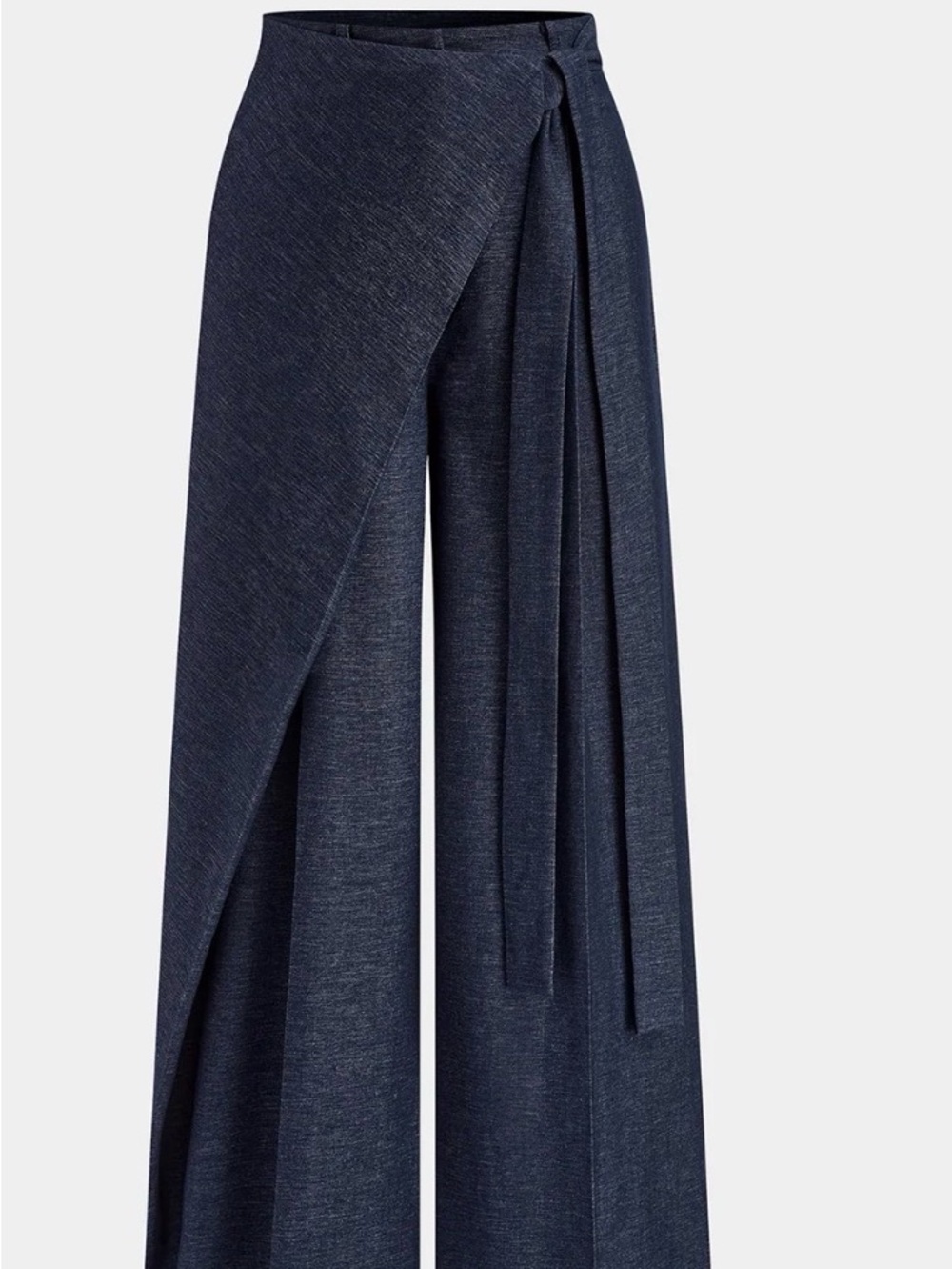 Commense Navy Wrap-Front Wide Leg Pants with Tie